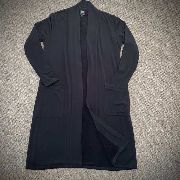 Bobeau Open Front Long Black Cardigan - Picture 7 of 12